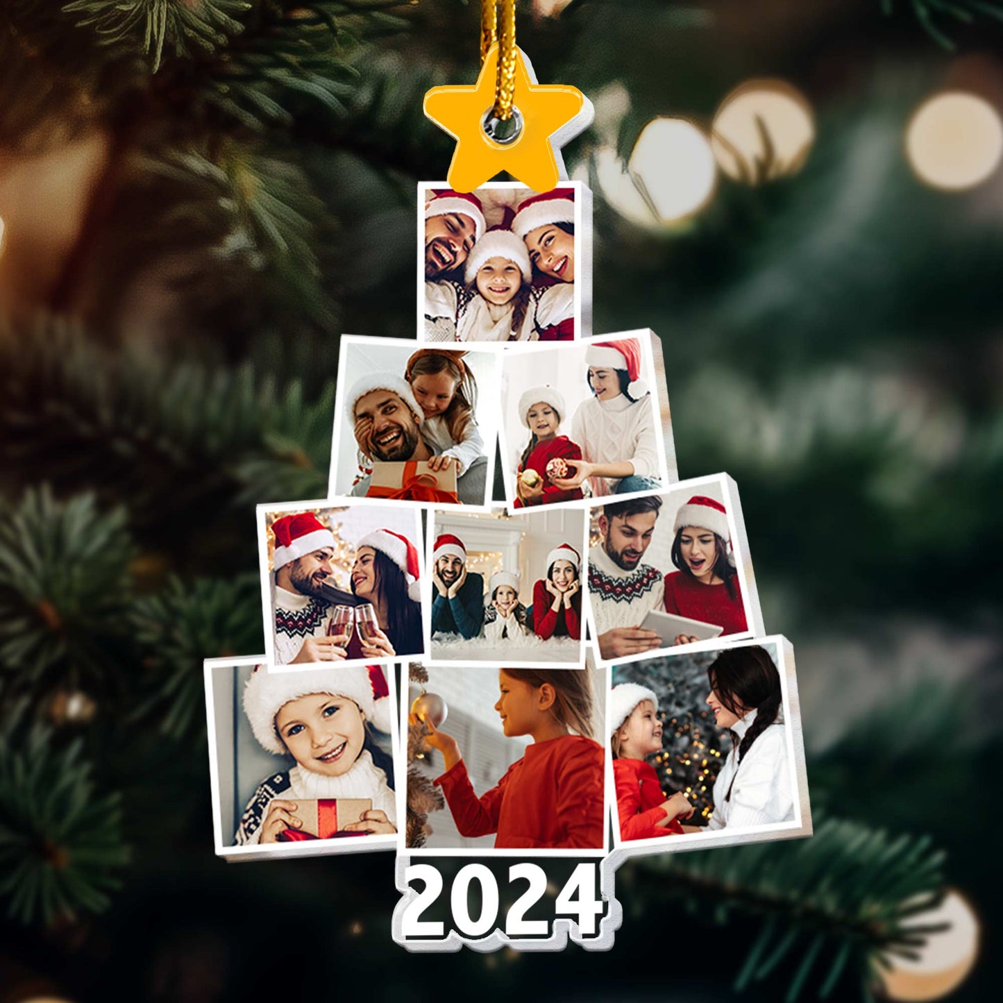 Photo Family Tree Christmas - Ver 2 - Personalized Family Photo Ornament