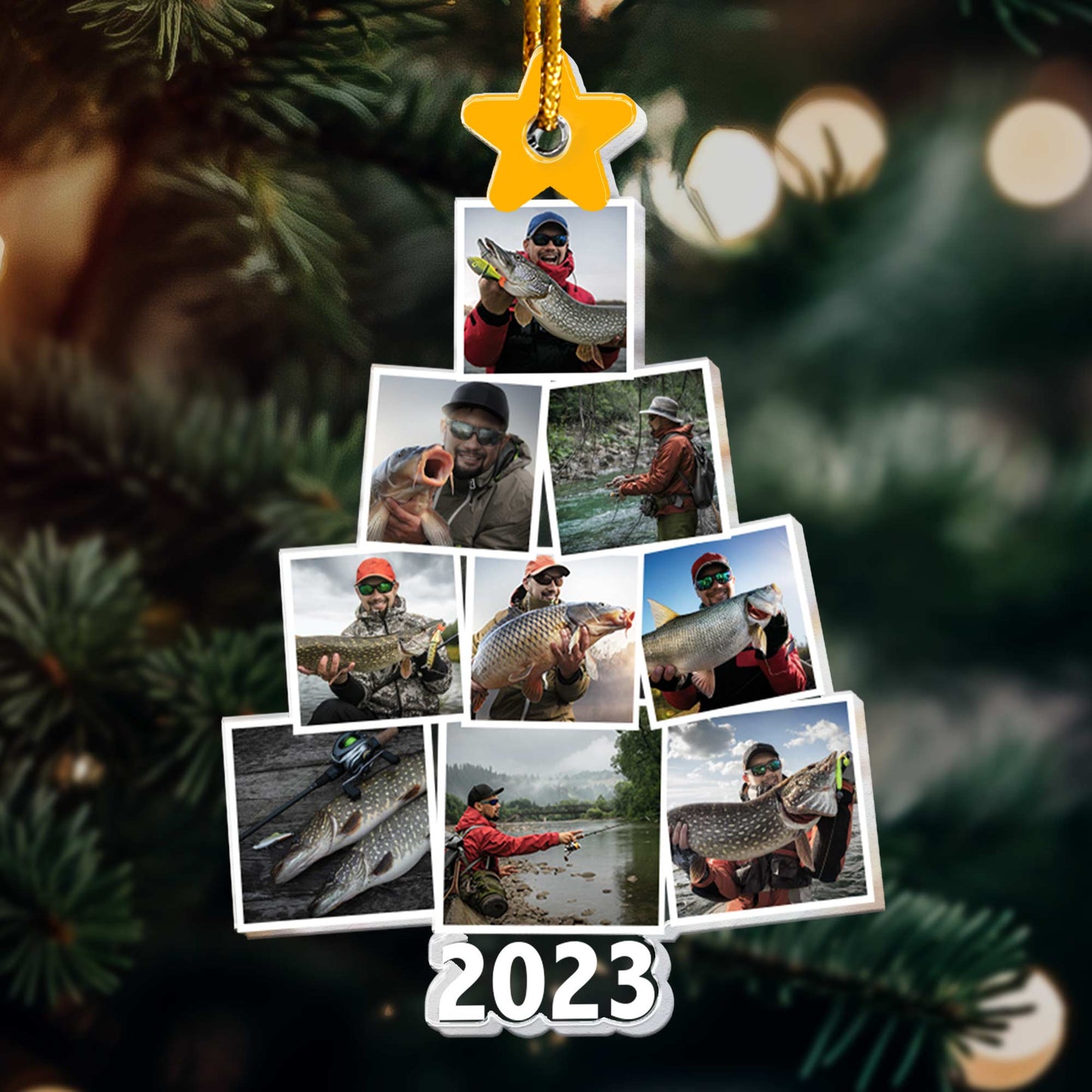 Photo Fishing Christmas Tree - Personalized Acrylic Photo Ornament