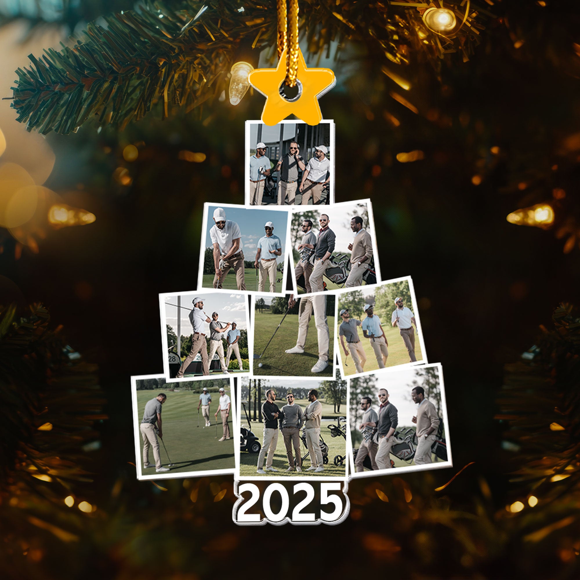 Photo Golfing Christmas Tree - Personalized Acrylic Photo Ornament