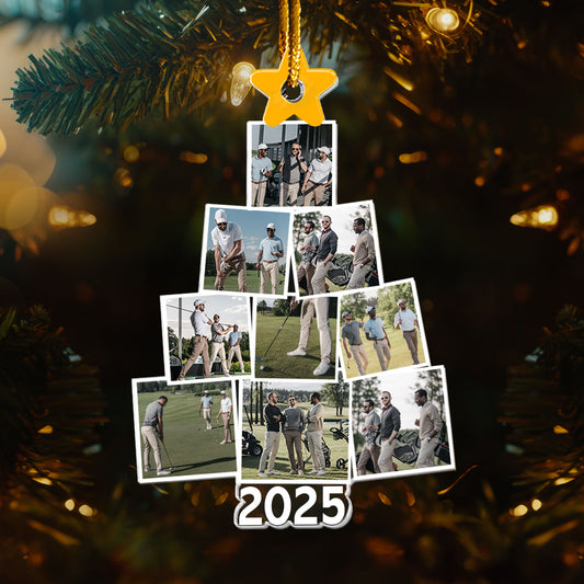 Photo Golfing Christmas Tree - Personalized Acrylic Photo Ornament