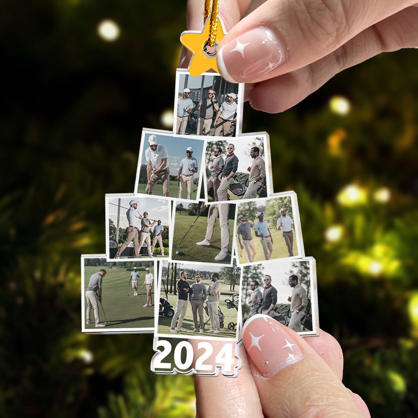 Photo Golfing Christmas Tree - Personalized Acrylic Photo Ornament