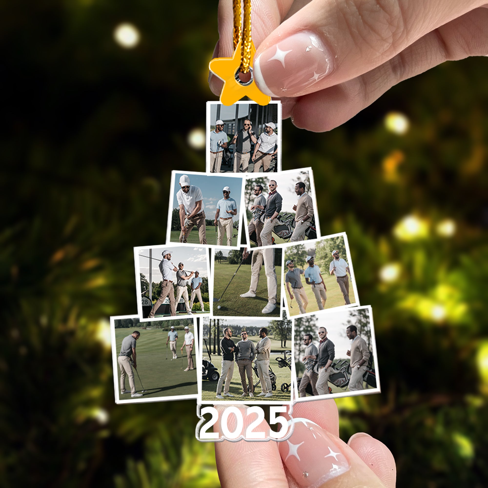 Photo Golfing Christmas Tree - Personalized Acrylic Photo Ornament