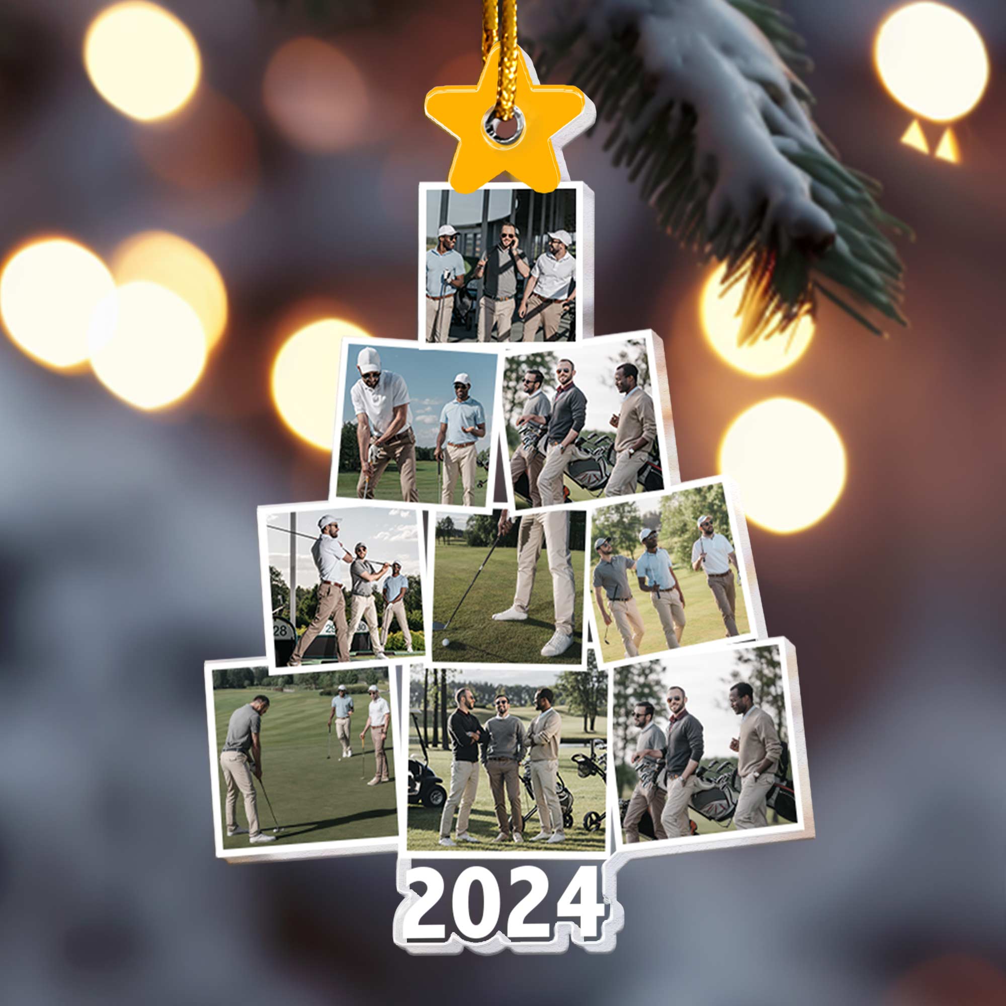 Photo Golfing Christmas Tree - Personalized Acrylic Photo Ornament