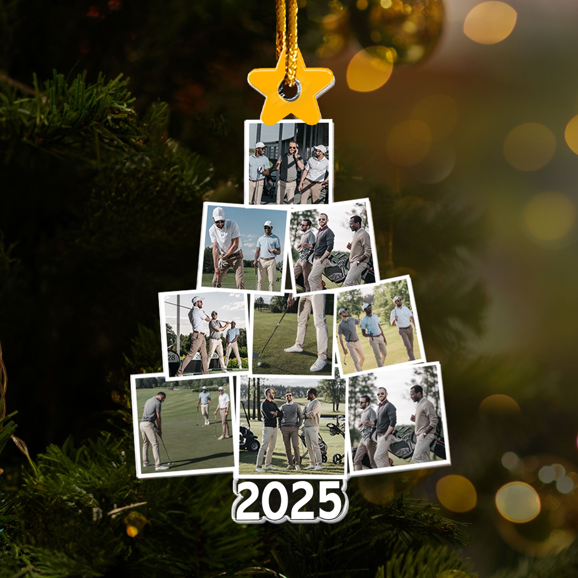 Photo Golfing Christmas Tree - Personalized Acrylic Photo Ornament