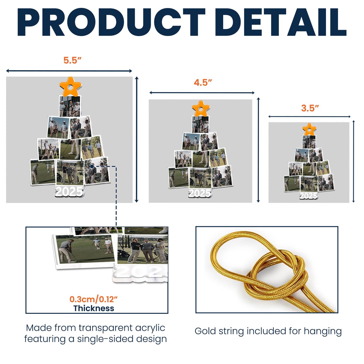 Photo Golfing Christmas Tree - Personalized Acrylic Photo Ornament