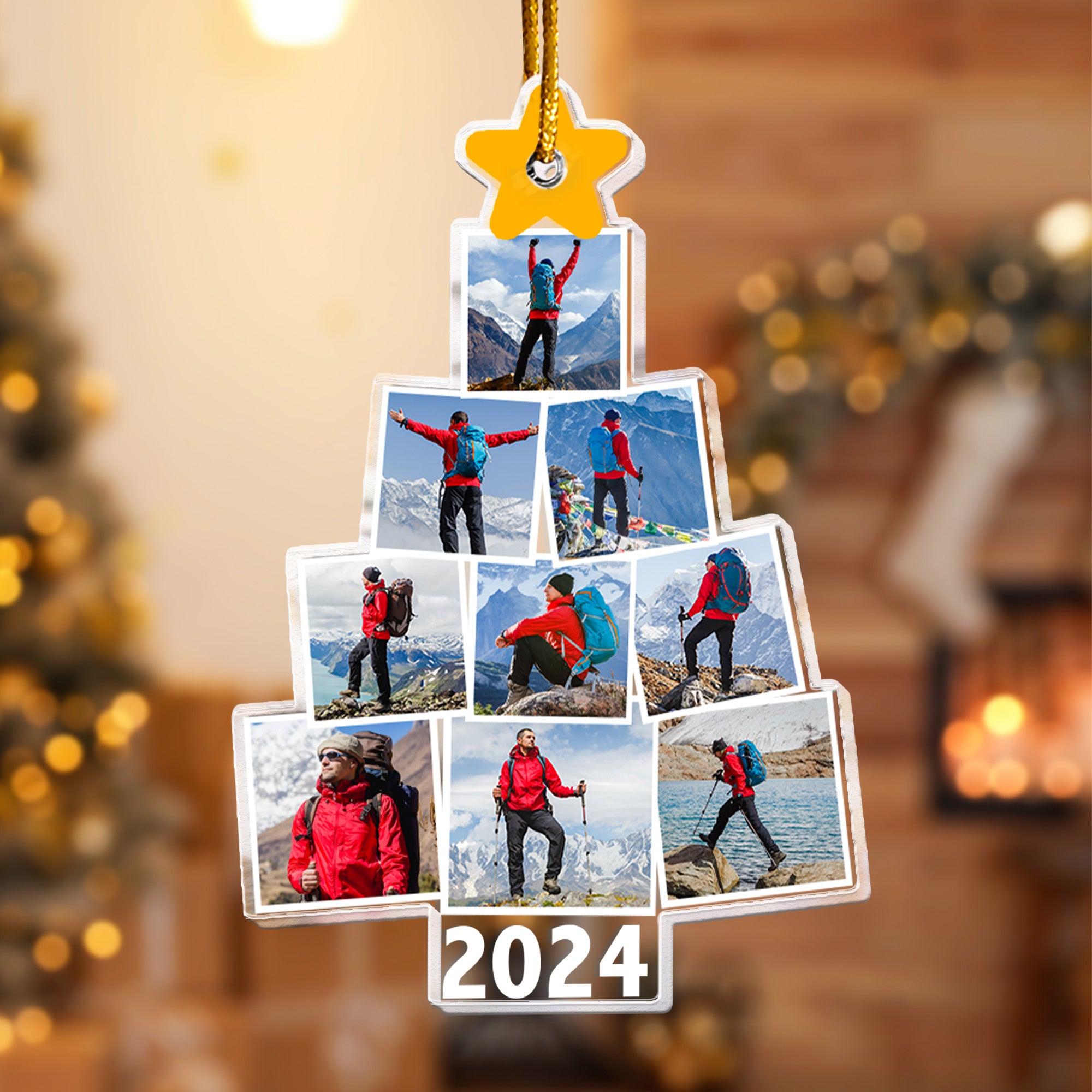 Photo Hiking Christmas Tree - Personalized Acrylic Photo Ornament