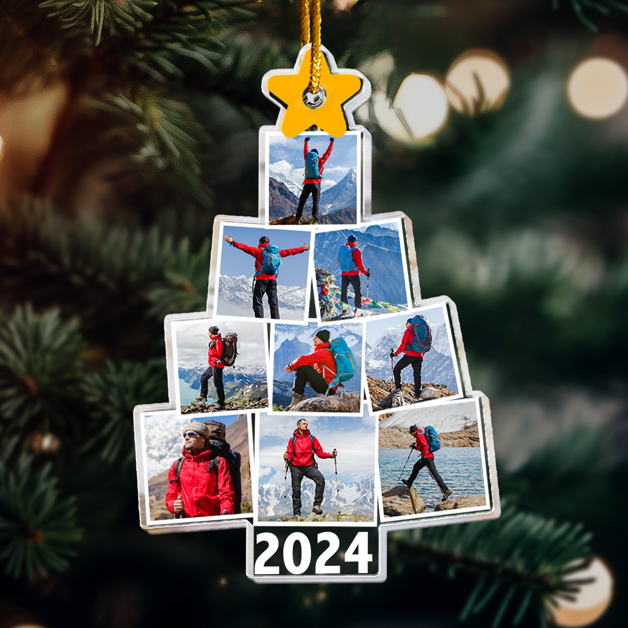 Photo Hiking Christmas Tree - Personalized Acrylic Photo Ornament