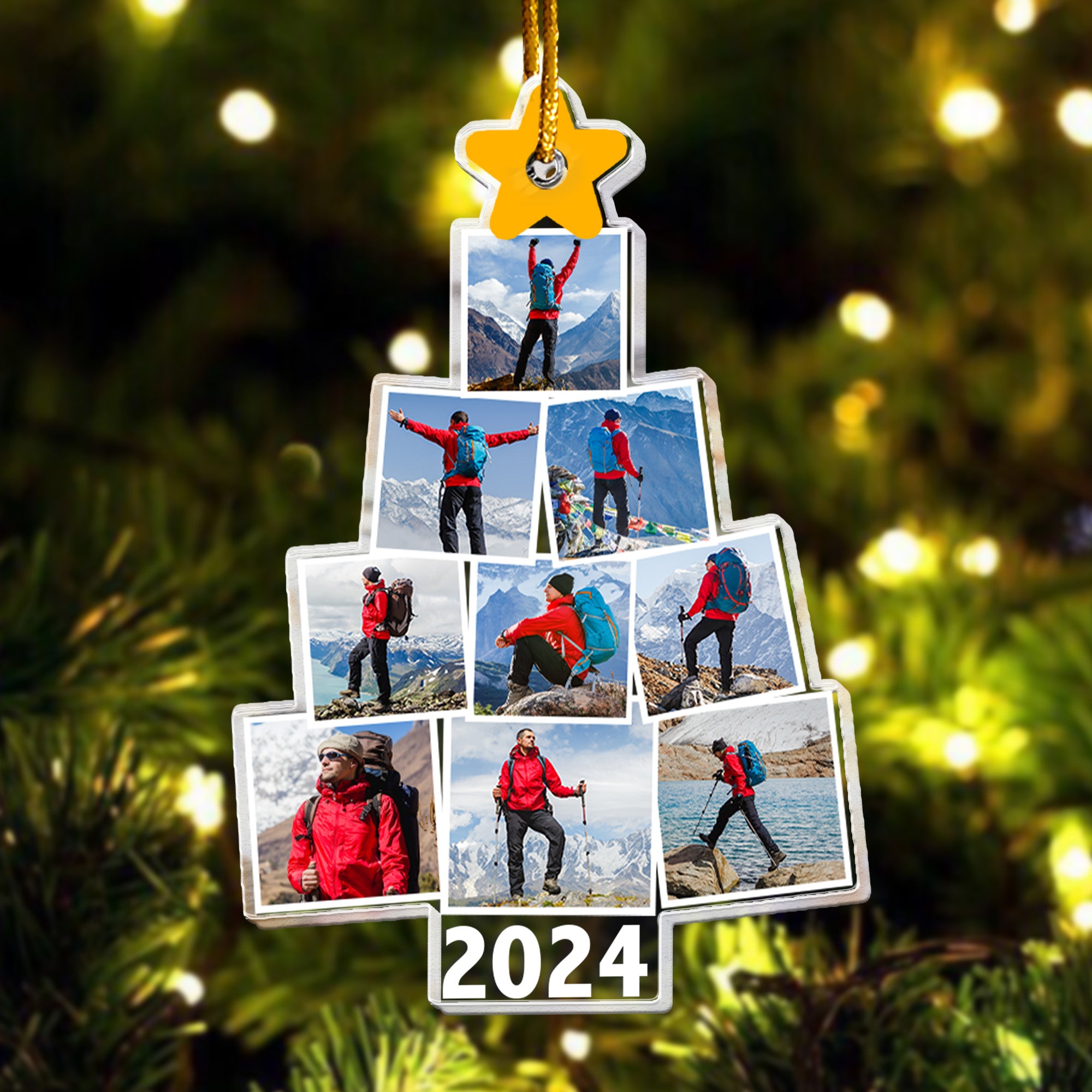 Photo Hiking Christmas Tree - Personalized Acrylic Photo Ornament