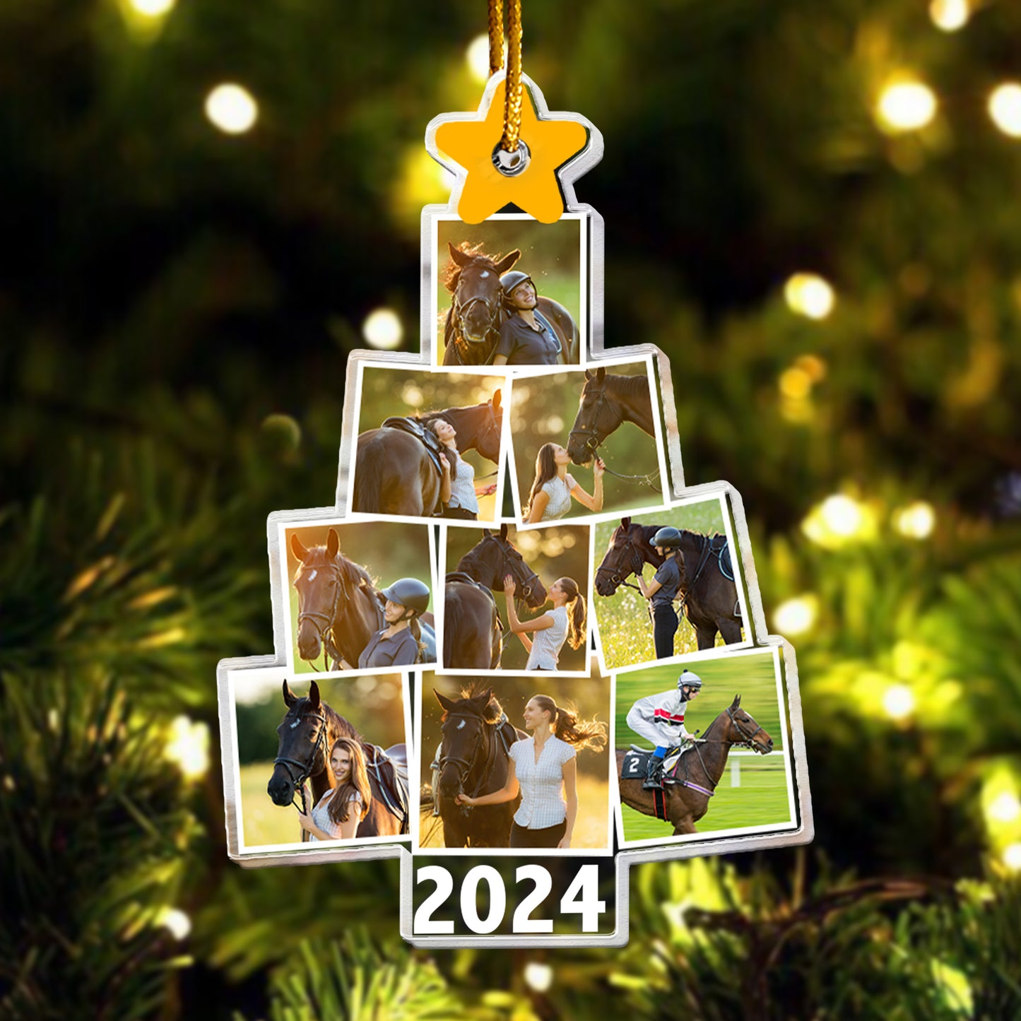 Photo Horse Christmas Tree - Personalized Acrylic Photo Ornament