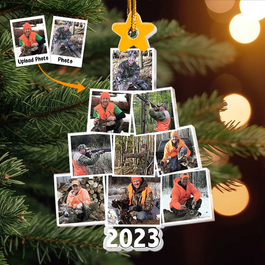 Photo Hunting Christmas Tree - Personalized Acrylic Photo Ornament