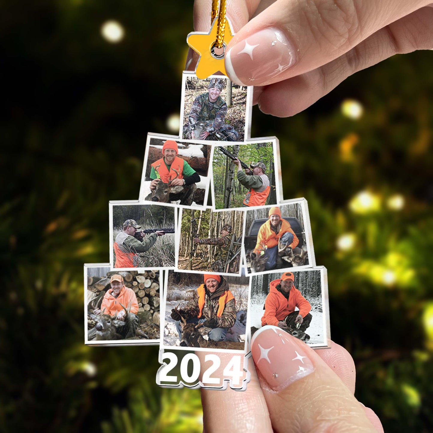 Photo Hunting Christmas Tree - Personalized Acrylic Photo Ornament