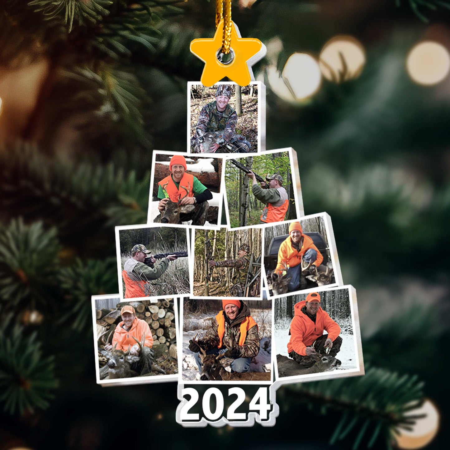 Photo Hunting Christmas Tree - Personalized Acrylic Photo Ornament