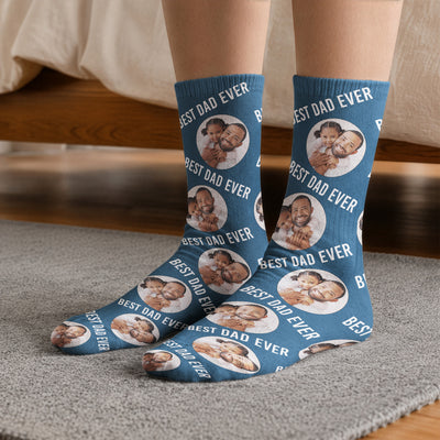 Best Dad Ever - Personalized Photo Crew Socks