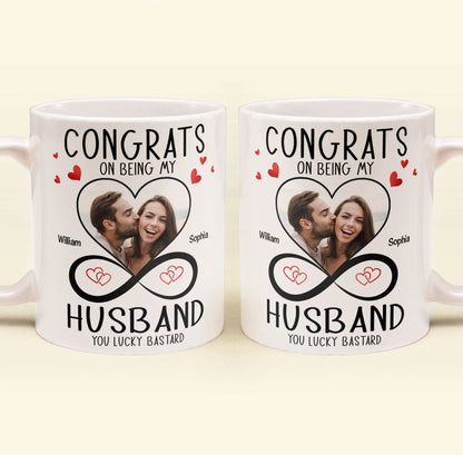 Congrats On Being My Husband - Personalized Photo Mug