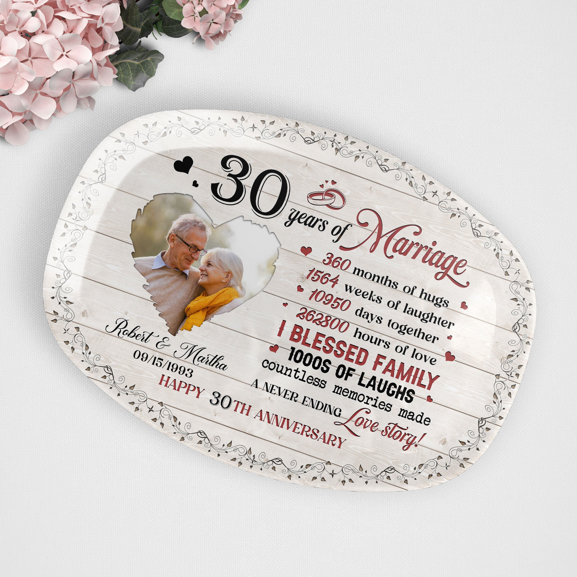 Couple Happy Anniversary - Personalized Photo Platter