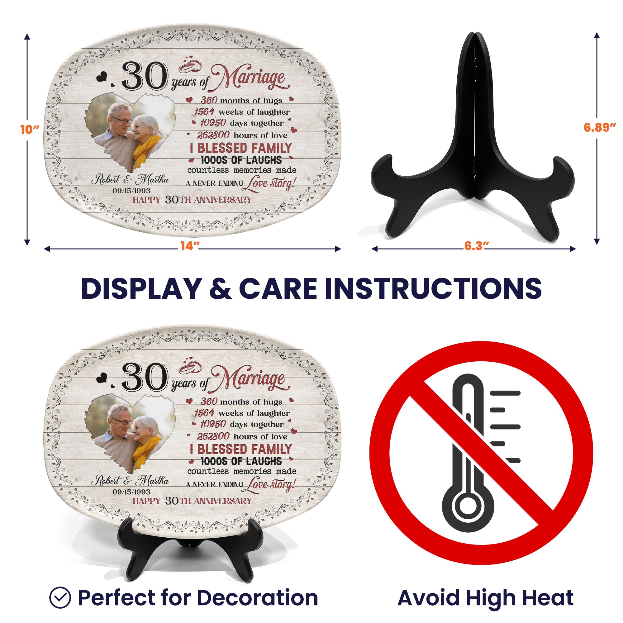 Couple Happy Anniversary - Personalized Photo Platter