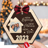 Our New Home - Personalized 2 Layers Wooden Photo Ornament With Bow