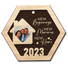 Our New Home - Personalized 2 Layers Wooden Photo Ornament With Bow