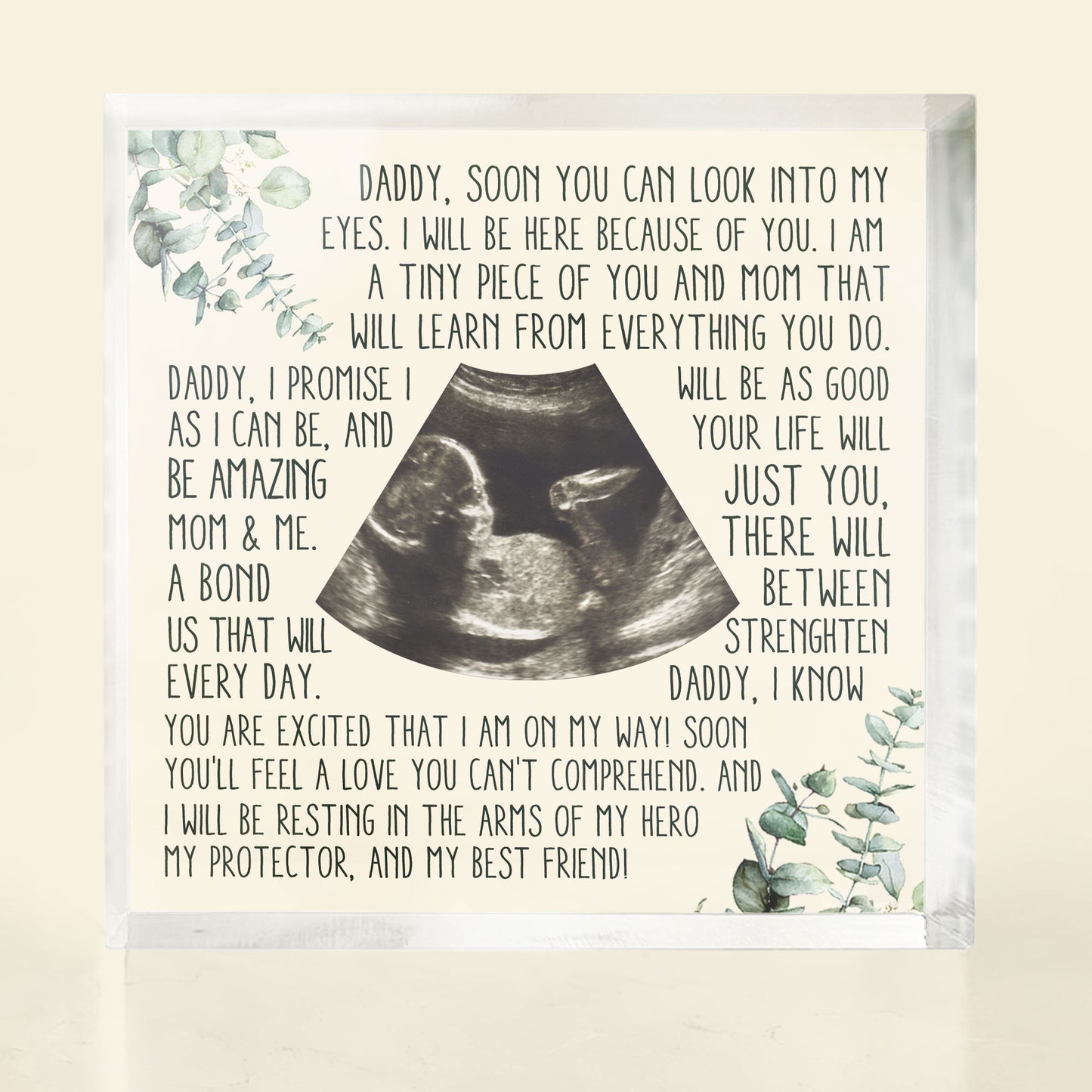 Dad To Be From Bump - Personalized Custom Square-Shaped Acrylic Photo Plaque