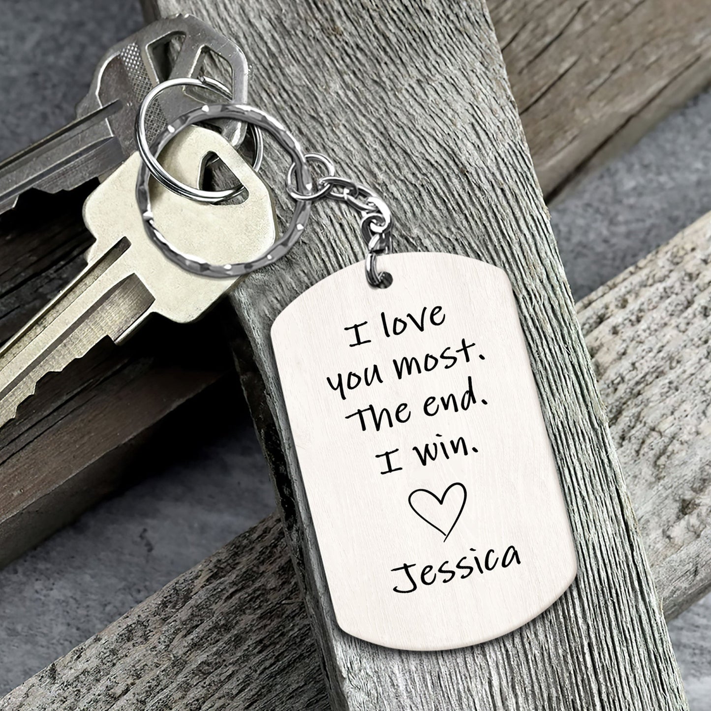 I Love You Most The End I Win - Personalized Photo Keychain