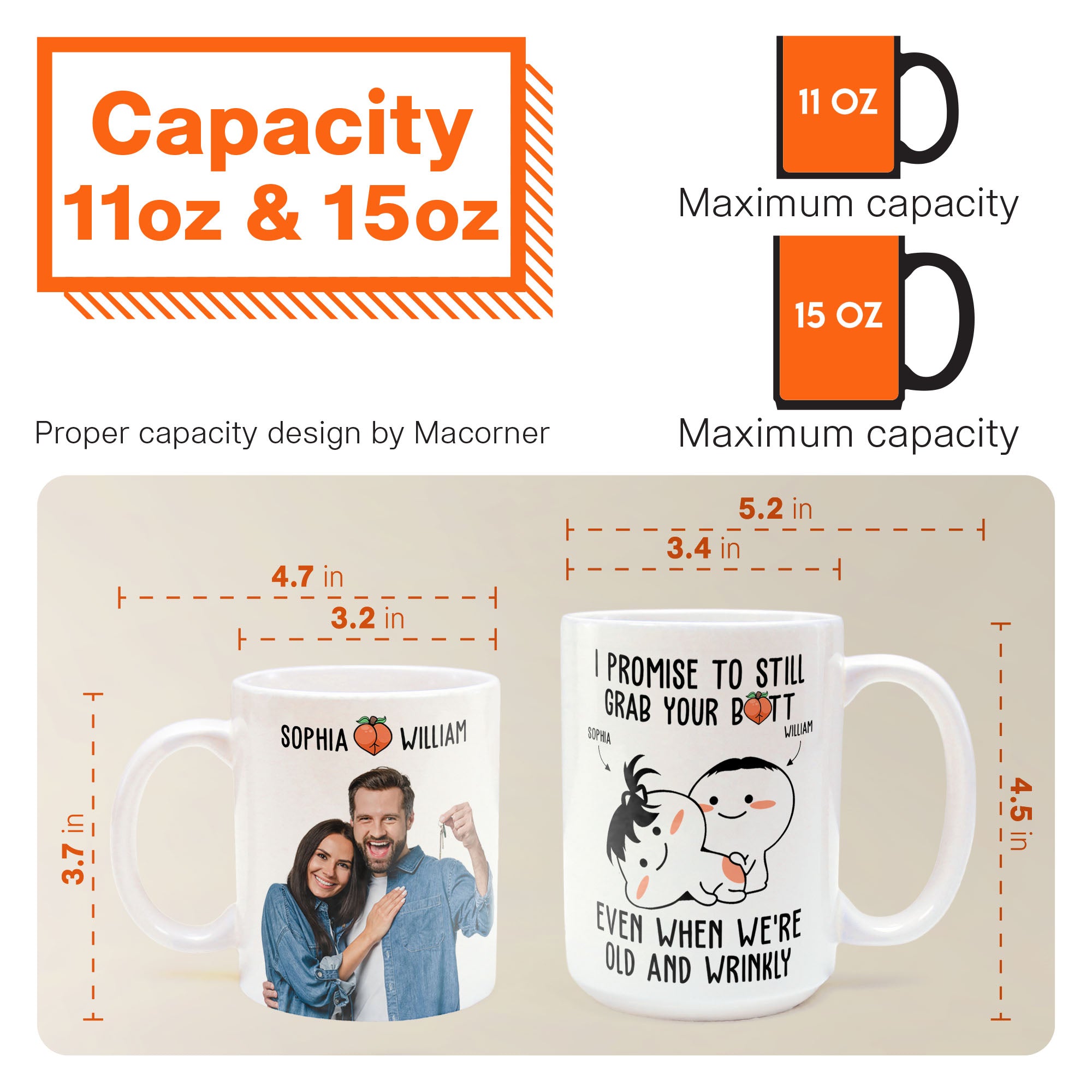I Promise To Still Grab Your Butt Even When We're Old And Wrinkly - Personalized Photo Mug