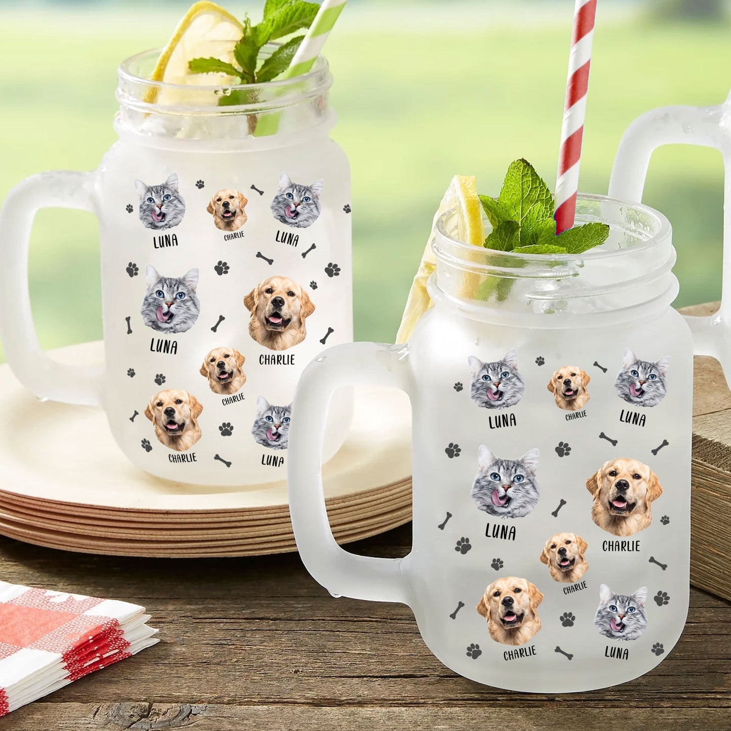 Lovely Upload Pet Image - Personalized Photo Mason Jar Cup With Straw