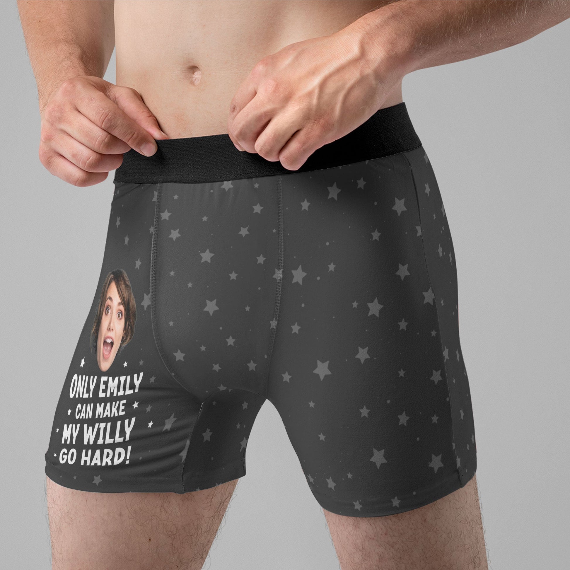 (Photo Inserted) Make My Willy Go Hard - Personalized Men's Boxer Briefs - Loving, Valentine Gift For Husband, Boyfriend, Life Partner, Lover