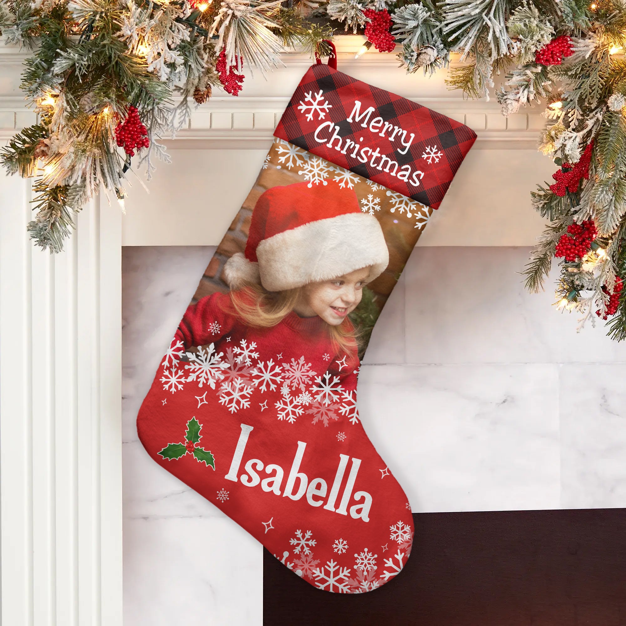 (Photo Inserted) Merry Christmas - Personalized Stocking