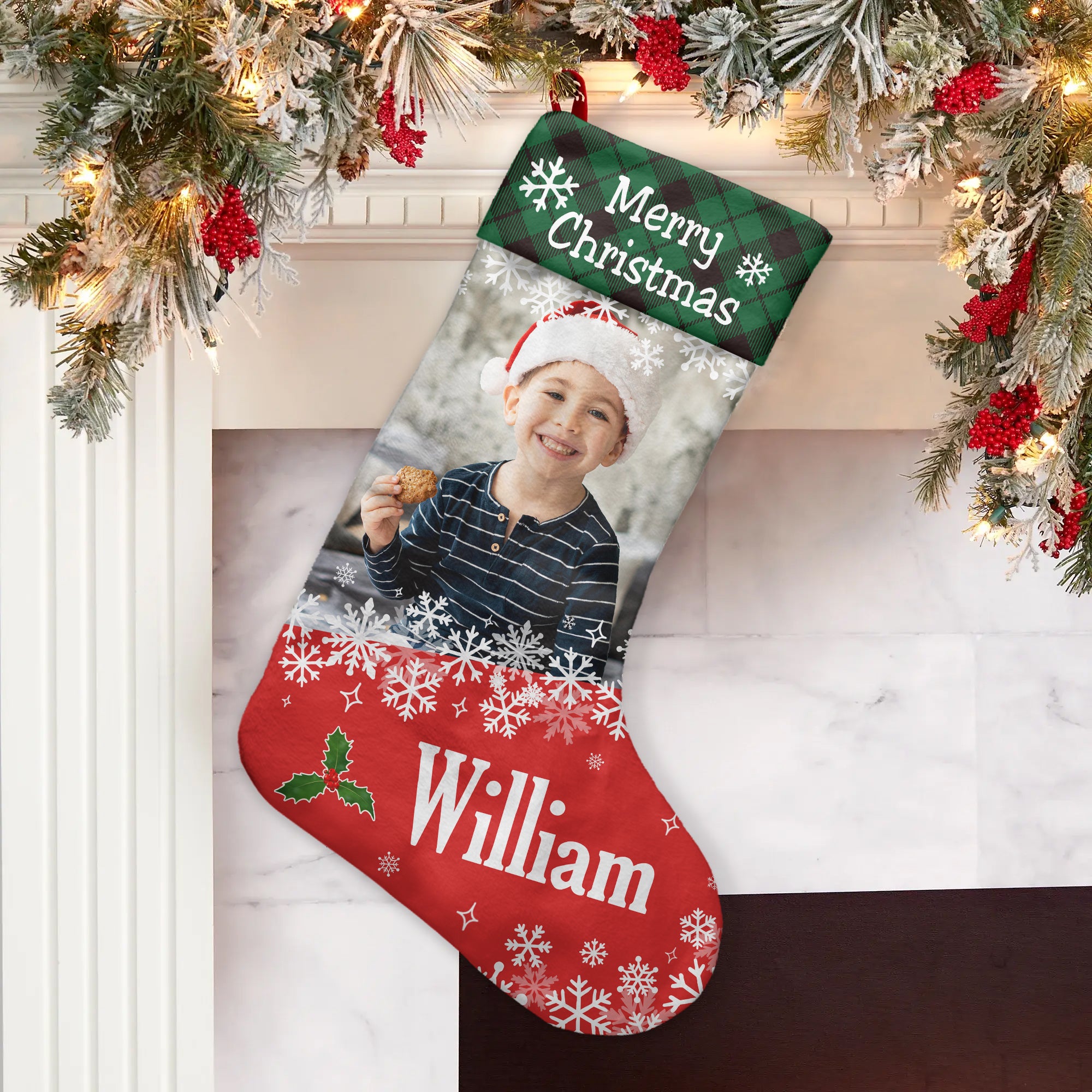 (Photo Inserted) Merry Christmas - Personalized Stocking