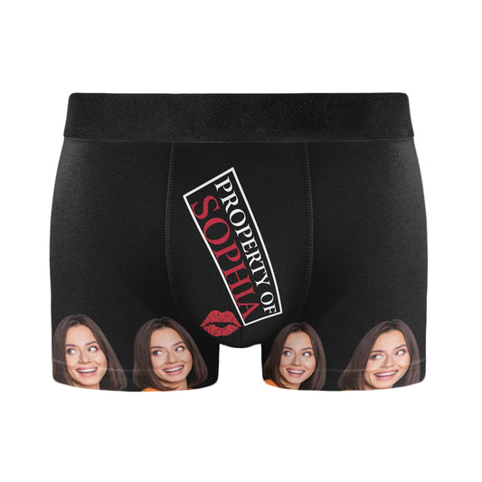 [Photo Inserted] Property Of My Hot Wife - Personalized Men Boxer Briefs - Birthday Valentine's Day Gift For Husband, Gifts For Him