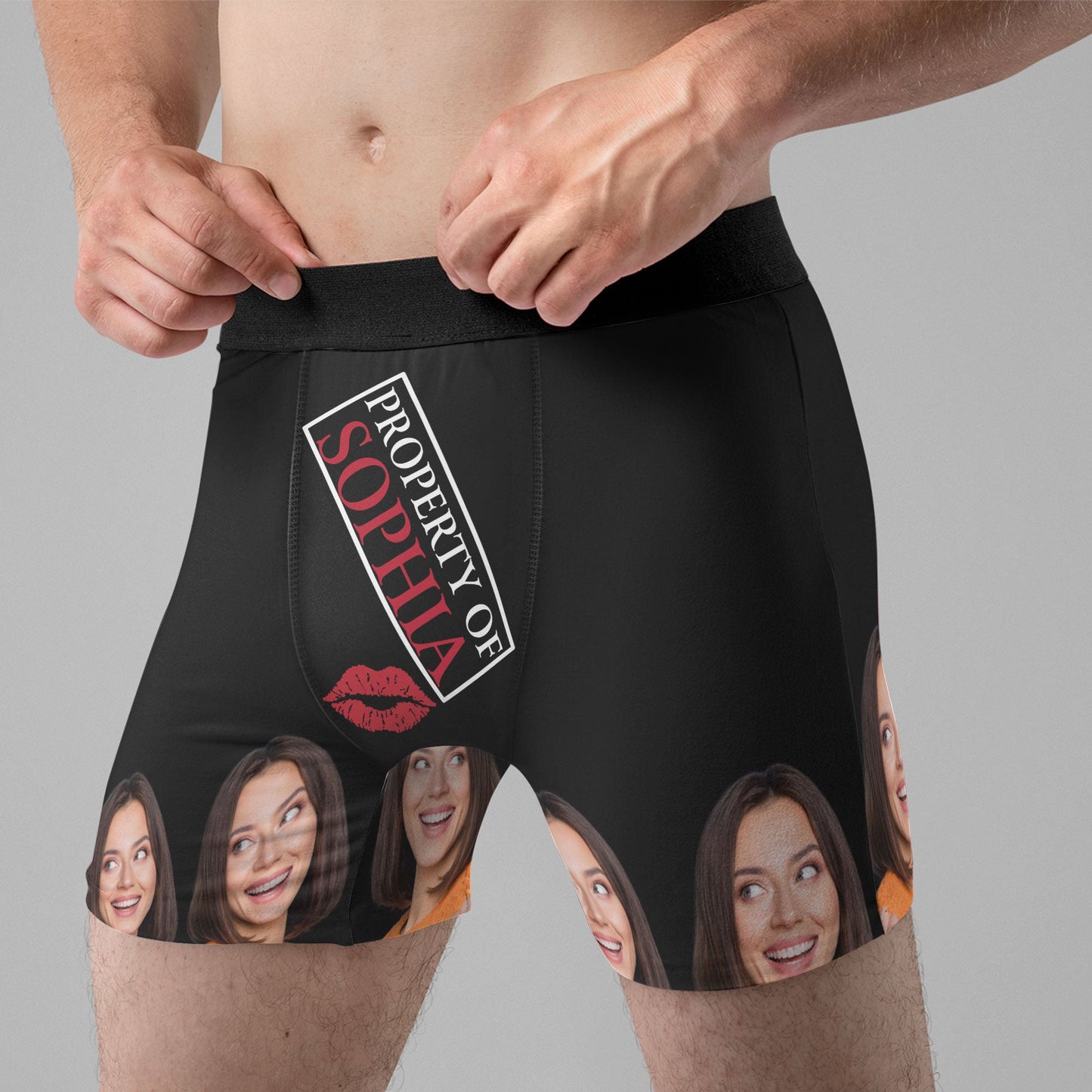 [Photo Inserted] Property Of My Hot Wife - Personalized Men Boxer Briefs - Birthday Valentine's Day Gift For Husband, Gifts For Him