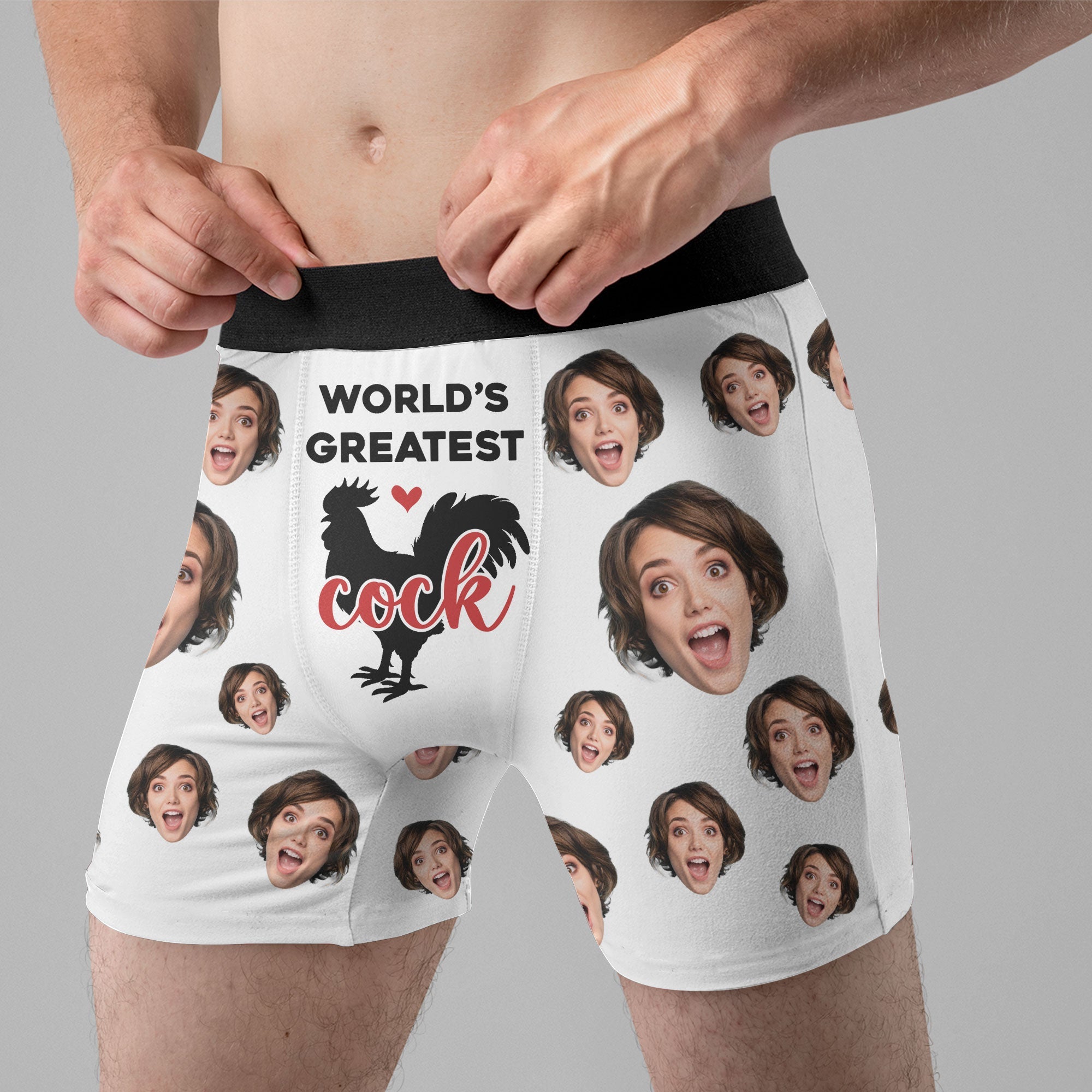 Father's Day Gifts, World's Greatest Cock - Personalized Photo Men's Boxer Briefs - Birthday Gifts For Men, Husband, Him, Boyfriend