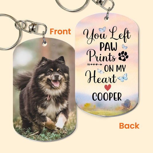 You Left Paw Prints On My Heart - Personalized Photo Keychain