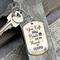 You Left Paw Prints On My Heart - Personalized Photo Keychain