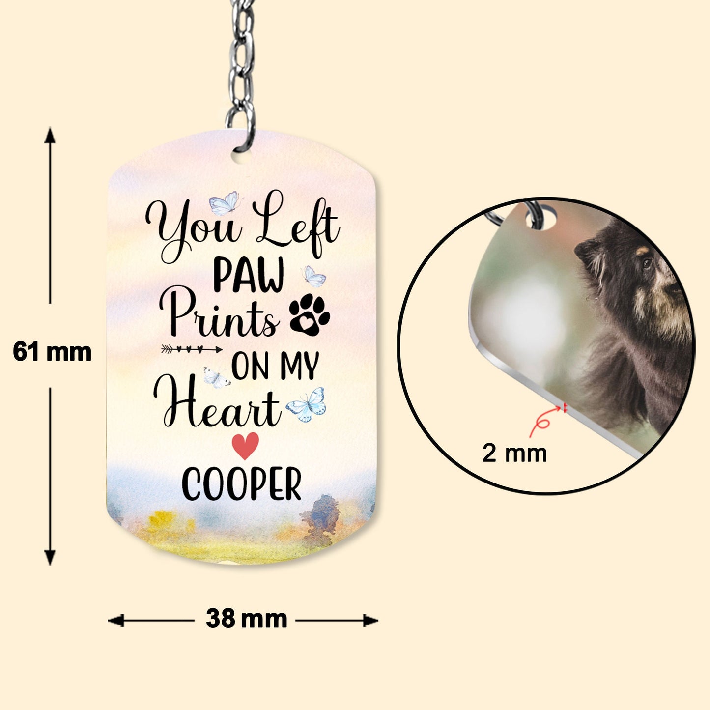 You Left Paw Prints On My Heart - Personalized Photo Keychain