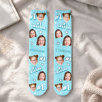 #1 Grandpa - Personalized Photo Crew Socks
