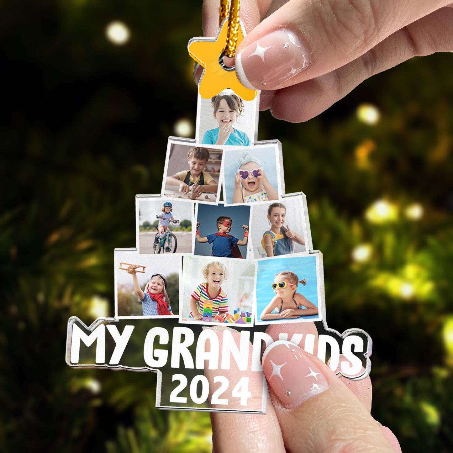 Photo My Grandkids Christmas Tree - Personalized Acrylic Photo Ornament