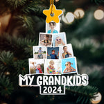 Photo My Grandkids Christmas Tree - Personalized Acrylic Photo Ornament - Up To 15 Photos