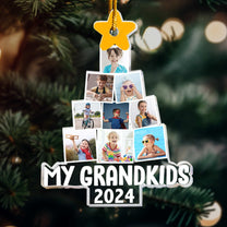 Photo My Grandkds Christmas Tree - Personalized Acrylic Photo Ornament - Up To 15 Photos