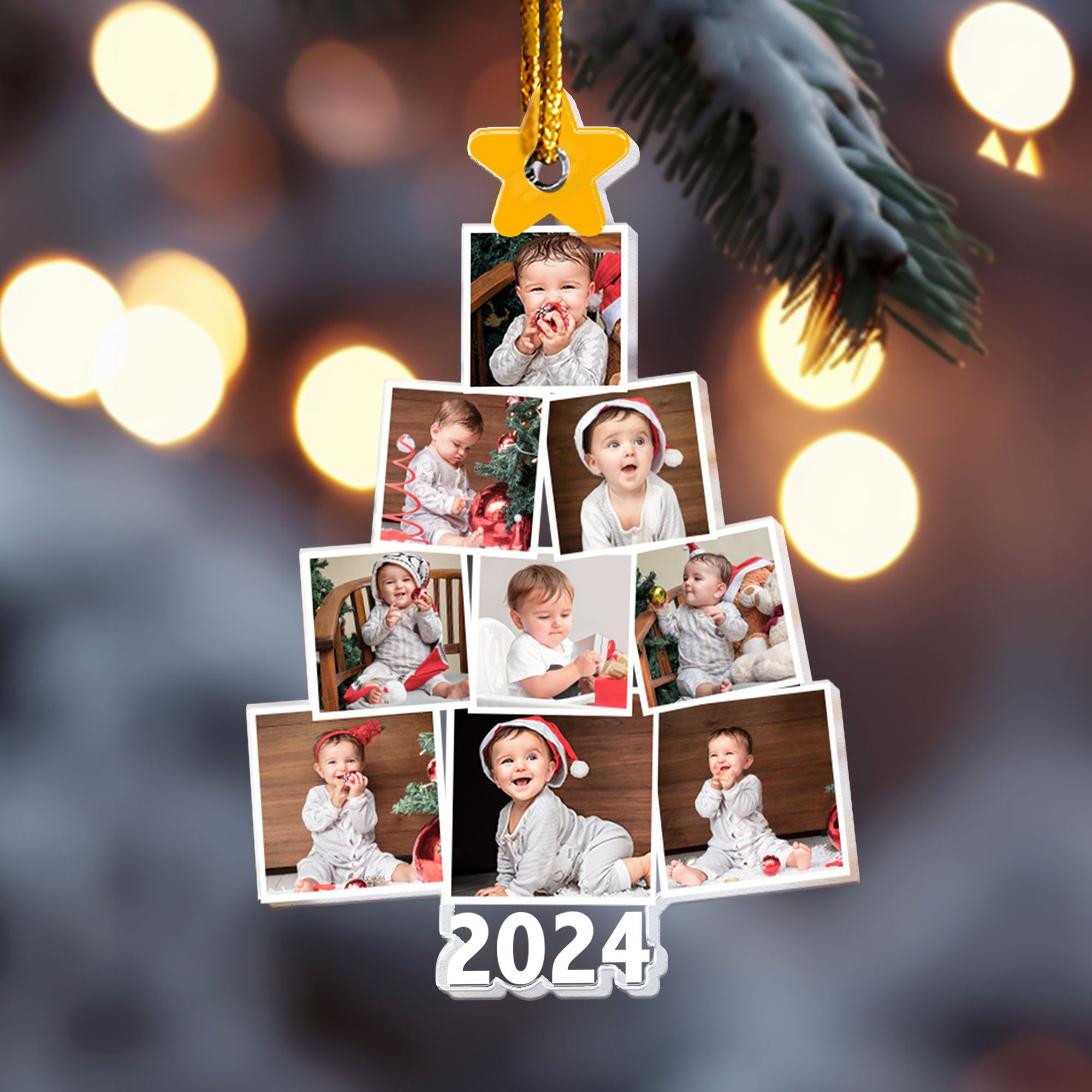 Photo Newborn Baby Christmas Tree - Personalized Babys Photo First Christmas Ornament