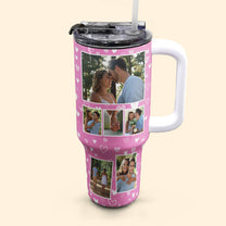 Photo Tumbler 40oz For Couple, Besties - Personalized Photo 40oz Tumbler With Straw