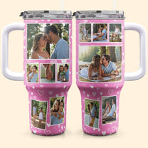 Photo Tumbler 40oz For Couple, Besties - Personalized Photo 40oz Tumbler With Straw