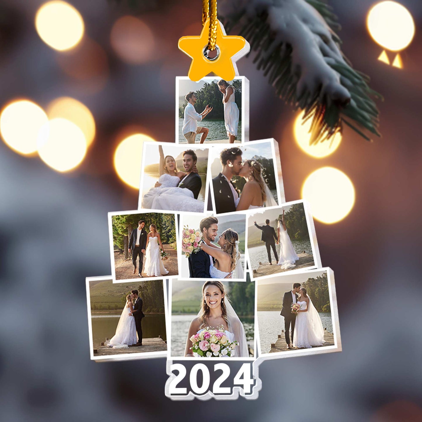 Photo Wedding Christmas Tree - Personalized Acrylic Photo Ornament