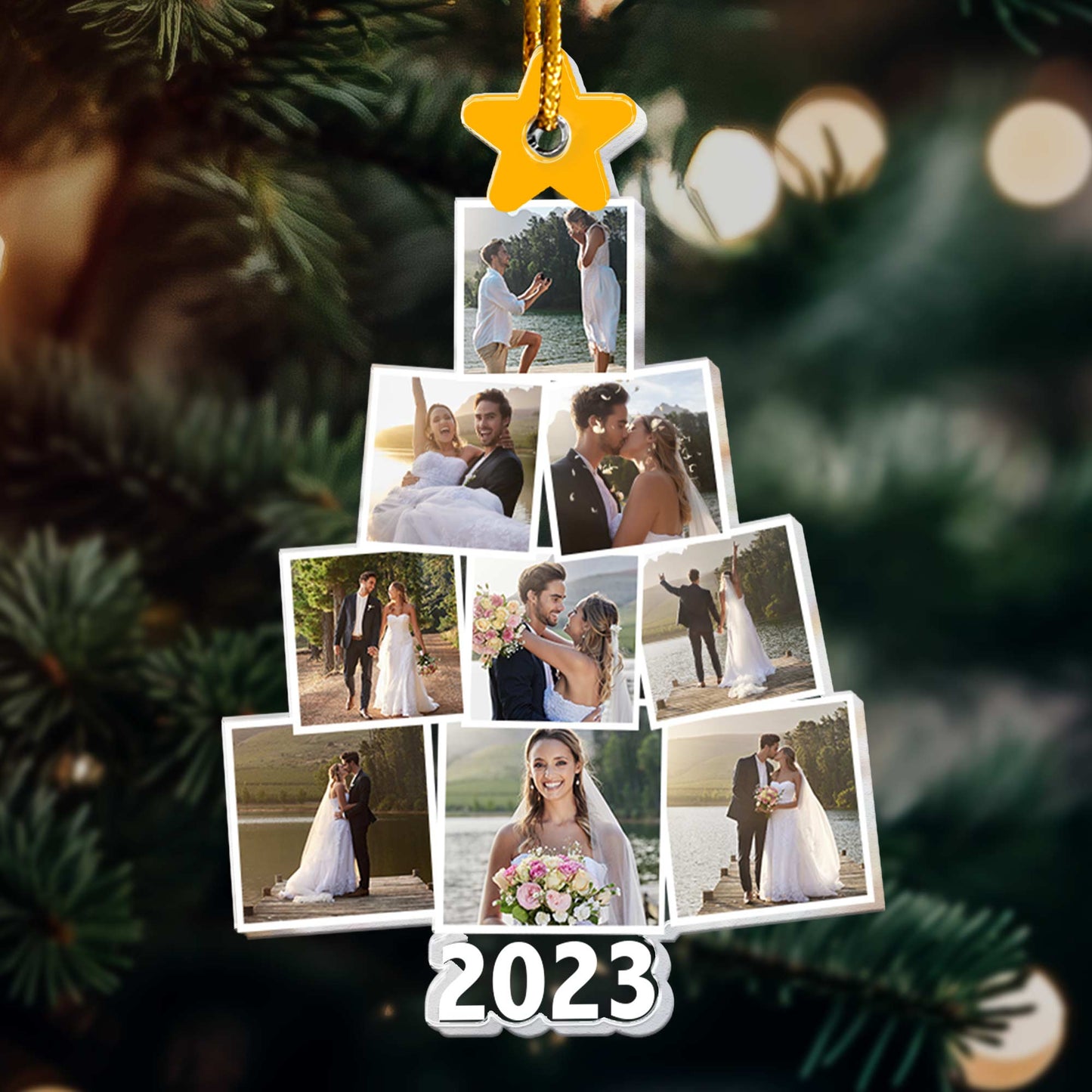Photo Wedding Christmas Tree - Personalized Acrylic Photo Ornament