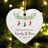First Christmas As A Family Of Three - Personalized Heart Shaped Ceramic Ornament