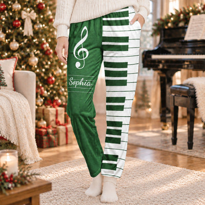 Piano, Keyboard Music Custom Name, Gift For Musician, Pianist, Composers - Personalized Lounge Pants