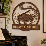 Piano-Music Room, Custom Name & Piano Type - Personalized Metal Sign 1