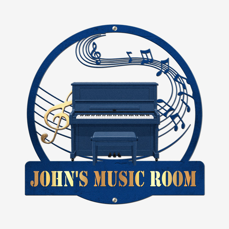 Piano-Music Room, Custom Name & Piano Type - Personalized Metal Sign 3