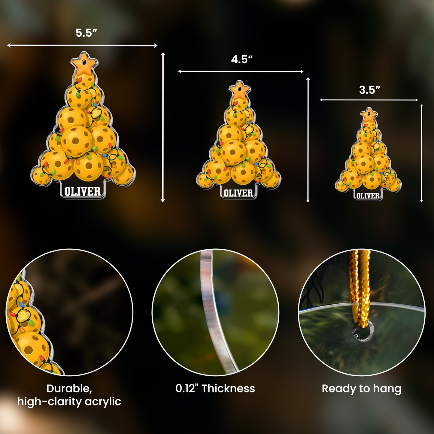 Pickleball Christmas Tree - Personalized Acrylic Ornament