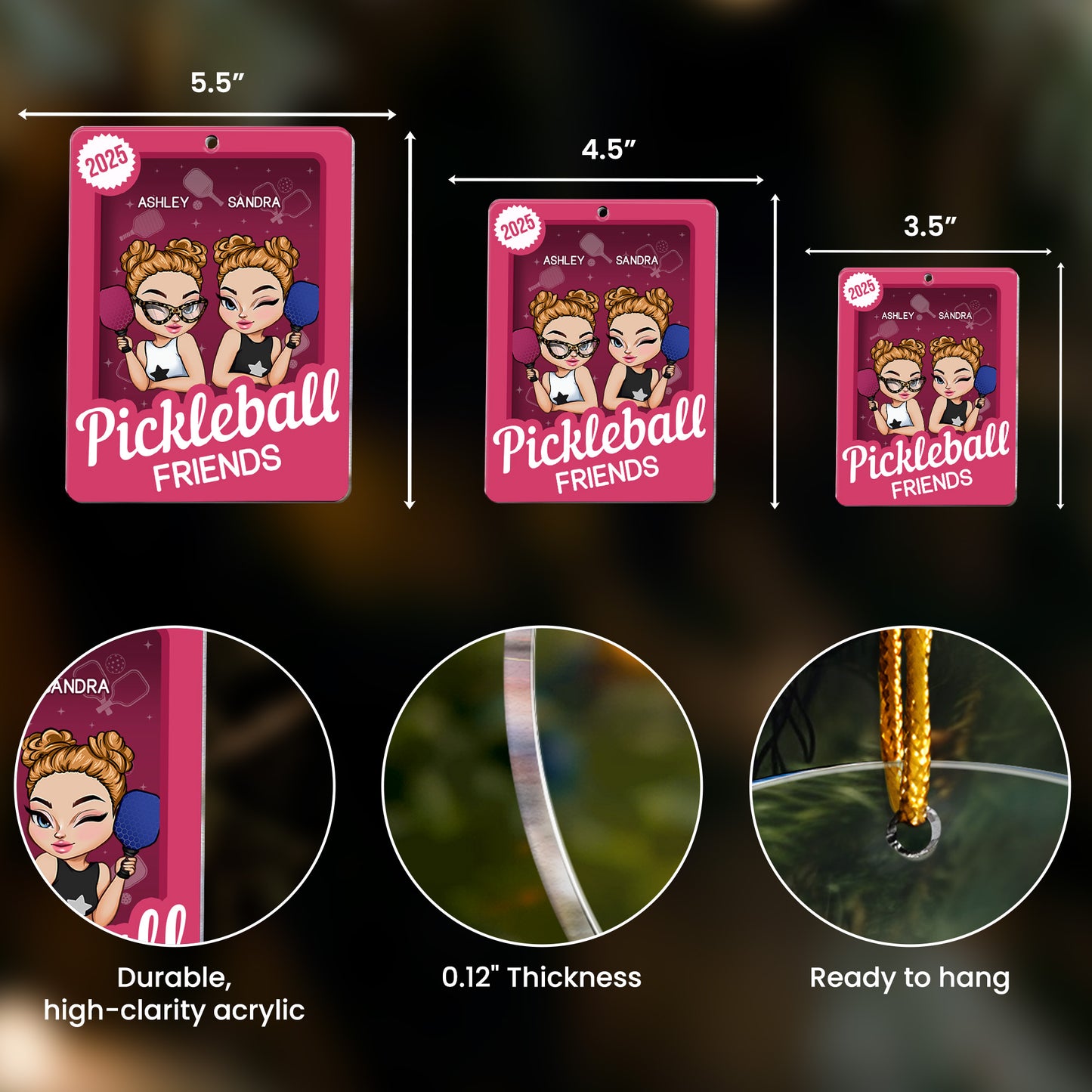 Pickleball Friends Toy Box - Personalized Acrylic Ornament